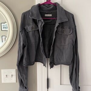 Free people Gray Cropped Jacket